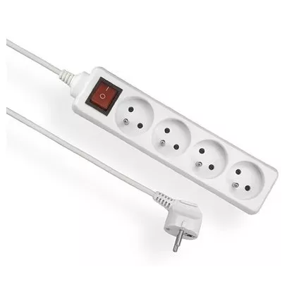 PRZEDŁUŻACZ BIAŁY 4-KROTNY Z WYŁĄCZNIKIEM 5m Z/U EPS-405W ELGOTECH