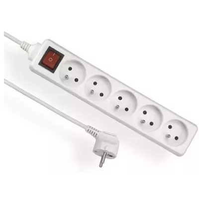 PRZEDŁUŻACZ BIAŁY 5-KROTNY Z WYŁĄCZNIKIEM 5m Z/U EPS-505W ELGOTECH