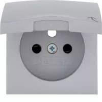 BERKER B.KWADRAT/B.7 ALUMINIUM MAT PŁYTKA CZOŁOWA DO GNIAZDA POJEDYNCZEGO Z/U Z KLAPKĄ I PRZESŁONAMI STYKÓW 3965838994 HAGER