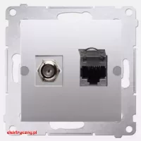 SIMON 54 PREMIUM SREBRNY MAT GNIAZDO ANTENOWE POJEDYNCZE TYPU F+ GNIAZDO KOMPUTEROWE DASFRJ45.01/43 - SIMON