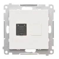 Simon 55 GNIAZDO KOMPUTEROWE POJEDYNCZE RJ45 KATEGORIA 6 Z PRZESŁONĄ PRZECIWKURZOWĄ BIAŁY MAT T61.01/111 KONTAKT-SIMON