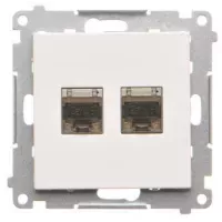 SIMON 55 GNIAZDO KOMPUTEROWE PODWÓJNE EKRANOWANE RJ45 KATEGORIA 6 Z PRZESŁONĄ PRZECIWKURZOWĄ BIAŁY MAT T62E.01/111 KONTAKT-SIMON