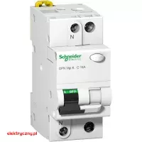 WYŁĄCZNIK RÓŻNICOWOPRĄDOWY Z CZŁONEM NADPRĄDOWYM 2P B16A 30mA TYP AC A9D56616 ACTI9 SCHNEIDER ELECTRIC